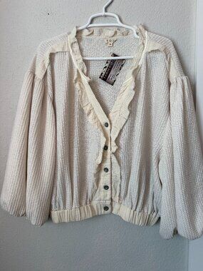 NWT POL Cream Thermal Cardigan Sweater Size Medium